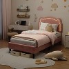Velvet Upholstered Twin Platform Bed Frame with Height Adjustable Headboard, RGB LED Lights - 2 of 4