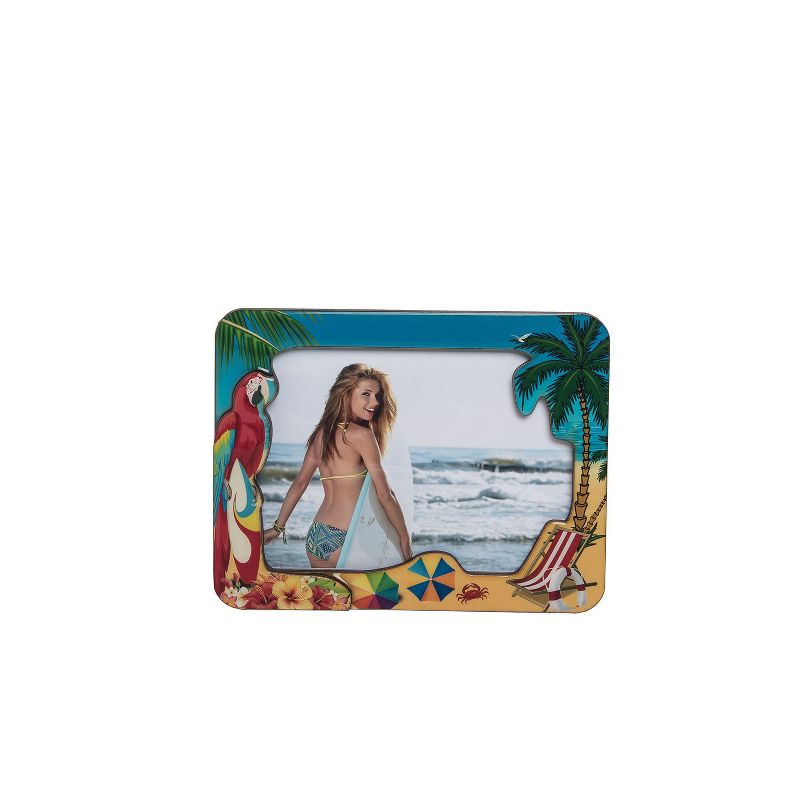 Beachcombers 5 x 7 Resin Parrot Beach Picture Frame Wood Composite Home Decor Tropical Beach Coastal Palm Tree 7.87 x 0.47 x 5.91, 1 of 3