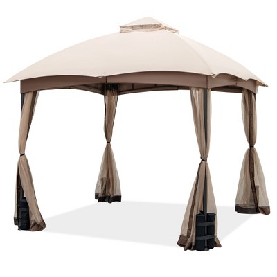 Costway 10x10 FT 2-Tier Patio Gazebo Canopy Netting Heavy-Duty Metal  Easy-Setup Outdoor