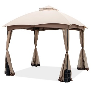 Costway 10x10 FT 2-Tier Patio Gazebo Canopy Netting Heavy-Duty Metal Easy-Setup Outdoor - 1 of 4