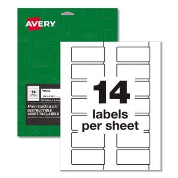 Avery Asset Tag Labels Laser Printers 1.25 x 2.75 White 60537
