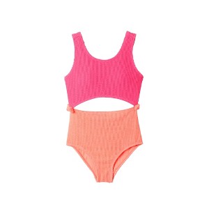 Andy & Evan  Kids  Pink Textured Cutout One Piece Swimsuit - 1 of 4