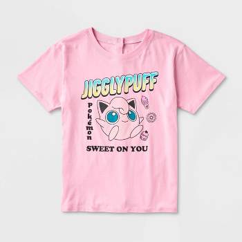Girls' Pokemon Jigglypuff Adaptive Short Sleeve Graphic T-Shirt - Pink