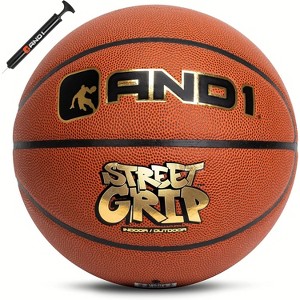 AND1 Street Grip Premium Composite Leather Basketball Official Size 7 (29.5”) Streetball, Made for Indoor Outdoor Games (Orange) - 1 of 4