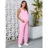 lxt- Women's Maternity 2 Piece Outfits Tank Top and Wide Leg Pants Lounge Set - 3 of 4