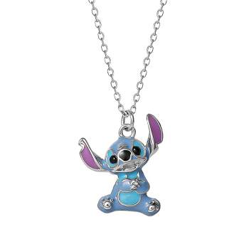Disney Lilo and Stitch 3D Sterling Silver Enamel Pendant Necklace, 18'' - Blue