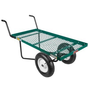 FARM-TUFF Durable Two Wheel Metal Utility Push Cart with Pneumatic Tires, Green, 24" x 48" - 1 of 1