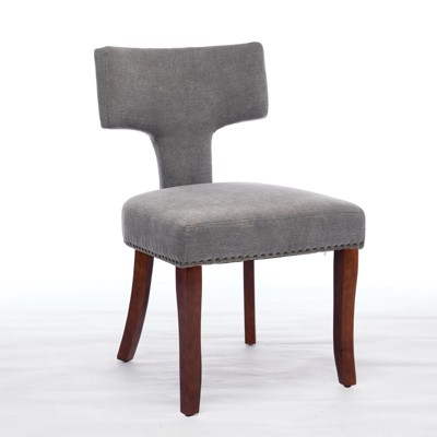 NicBex Farmhouse Dining Chair Set of 2 Upholstered Linen Fabric Side Chair with Nails Around for Kitchen,Dining Room