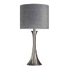 LumiSource (Set of 2) Lenuxe 24" Contemporary Table Lamps Brushed Nickel with Gray Textured Linen Shade - 2 of 4