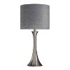 LumiSource (Set of 2) Lenuxe 24" Contemporary Table Lamps Brushed Nickel with Gray Textured Linen Shade - image 2 of 4