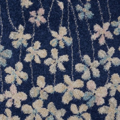 Navy Floral Whisper Rectangular Viscose 2' x 4' Area Rug
