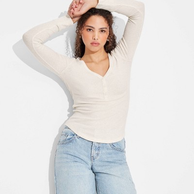 Women's Long Sleeve Henley T-Shirt - Wild Fable™