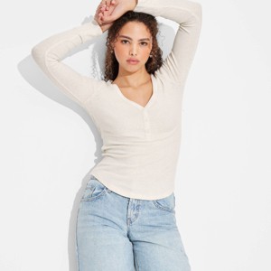 Women's Long Sleeve Henley T-Shirt - Wild Fable™ - 1 of 4