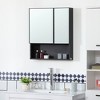 kleankin Wall-Mounted Medicine Cabinet, Bathroom Mirror Cabinet with Double Doors and Storage Shelves, Black - 2 of 4