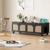 Lirago Double Hidden Cat Litter Box Enclosure Furniture Cabinet with Rattan Doors Two Entries for Two Cats Large Space Odor Control Modern Style - 2 of 4