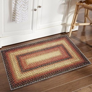 Braided Print Area Rug - Non-Slip Rustic Carpet for Living Room, Bedroom, Nursery - Aesthetic Distressed Accent Mat - 1 of 4