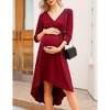 WhizMax Women's Maternity Dress Wrap V Neck 3/4 Sleeve Dress Casual Hi-Low Midi Nursing Breastfeeding Dress with Belted - 3 of 4