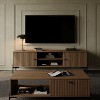 Tree city - 60 inches wide Golden Sandalwood TV Stand, fits 45-75 inch TVs, Modern Media Console with Storage Cabinets & Slatted Doors for living room - 4 of 4