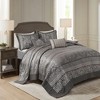 AENKYO Queen Jacquard Comforter Set, Traditional Weave 7-Piece Bedding with Shams & Pillow, Grey All-Season Collection - 2 of 4
