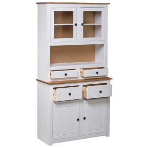 vidaXL Highboard White and natural Solid pine wood Standard Storage - 1 of 4