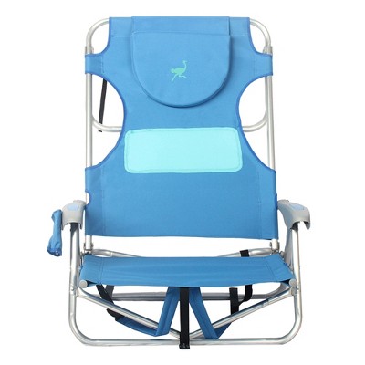 Blue Aluminum Adjustable Chaise Lounge Beach Chair with Cushions