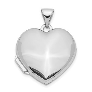 Black Bow Jewelry 14k White Gold 18mm Polished Domed Heart Locket - 1 of 4