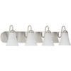 Progress Lighting Classic 4-Light Bath Vanity in Brushed Nickel with Bell-Shaped Etched Glass Shades - 3 of 4