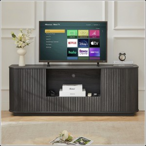 KIGFTSOD 64-Inch Wavy TV Stand – Rounded Sideboard, Storage Cabinet, Wooden Vertical Stripe, for Living Room/Bedroom/Entryway - 1 of 4