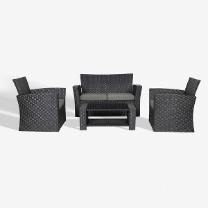 WestinTrends  4-Piece Modern Patio Conversation Sofa Set with Cushions - 1 of 4