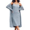 Ekouaer Womens Knit Robe Set 2 Piece Nightgown with Robes Long Sleeves Lounge Sets with Pockets - 2 of 4