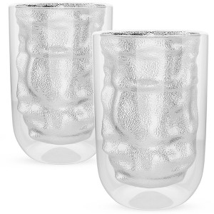 Elle Decor Insulated Tumbler, Set of 2, Double Wall Crushed Design, 8.5 oz Hiball Glasses for Lattes, Americano, Espresso, Clear - 1 of 4