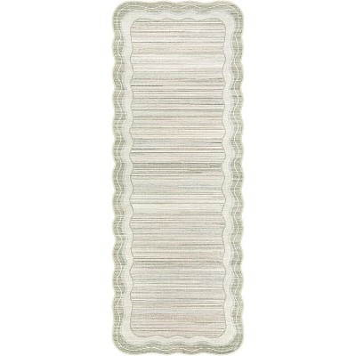 Lahome Machine Washable Gradient Border Wave Floor Mat-Soft Carpet for Living Room, Bedroom, or Entryway