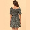 Allegra K Women's Square Neck Puff Sleeve Smocked Floral Ruffled Hem Dress - 4 of 4