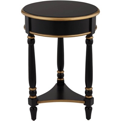 55 Downing Street Cason 18 1/4" Wide Black and Gold Round Side Table