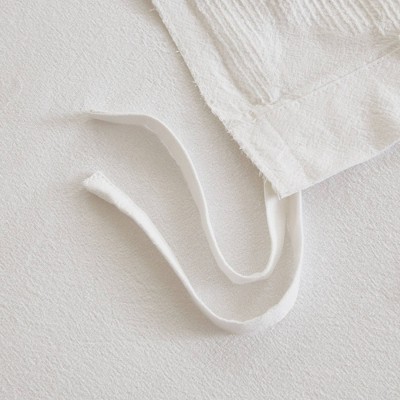 Full/Queen White Cotton Chenille Palm Duvet Cover Set