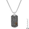 Steeltime Men's stainless steel simulated diamonds and tiger eye/onyx dog tag pendant. Color Options: Silver/Brown, Gold/Brown, Silver/Black - 3 of 4