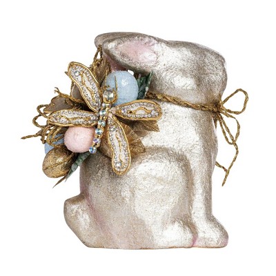 Transpac Medium Styrofoam Glitter Easter Bunny w/Egg Home Decorations Easter