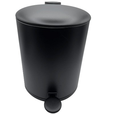 Home Mart Goods 10" Tall Black Step Garbage Can with Removable Inner Bucket, Soft-Close Metal Waste Basket with Foot Pedal