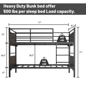 Continental Sleep, Heavy Duty Metal Bunk Bed, Convert into 2 Individual Beds, for Commercial/Camps/Shelter, High Guard Rail, Easy Assembly - 1 of 4
