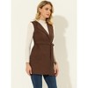 Allegra K Women's Faux Sueded Belted Long Sleeveless Blazer Vest - 3 of 4