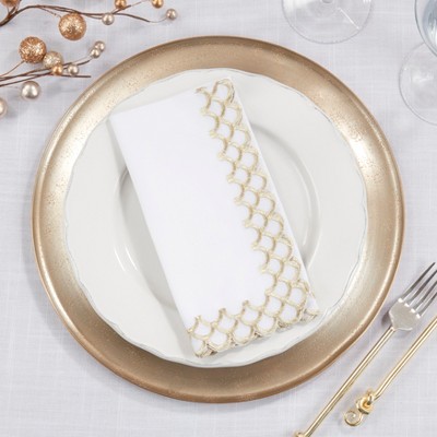 Gold Scalloped Edge 20" Cotton Napkins, Set of 4
