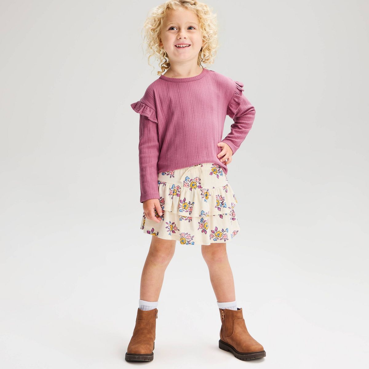 Toddler Girls' Long Sleeve Ruffle T-Shirt - Cat & Jack™ - thumbnail 7