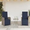vidaXL Reclining Patio Chairs 2 pcs - Gray Poly Rattan with Navy Blue Cushions, Adjustable Backrest/Footrest, Powder-Coated Steel Frame - 2 of 4