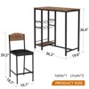 Dining Bar Table Set for 2 with Wine Rack and Storage Shelf, Bar Counter Table with 2 Footrest Chairs,Dining Table Set for 2,Upholstered Chairs - 2 of 4