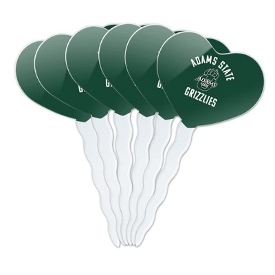 Adams State University Grizzlies Logo Heart Love Cupcake Picks Toppers Decoration Set of 6