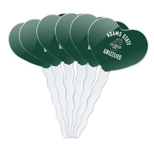 Adams State University Grizzlies Logo Heart Love Cupcake Picks Toppers Decoration Set of 6 - 1 of 4