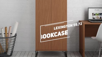 Lexington 59'' Black Engineered Wood Mid-Century Bookcase