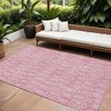 Pink And Ivory Geometric Washable Indoor Outdoor Area Rug - 2 of 4