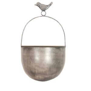 Bird Accent Wall Pocket Silver Gray Metal by Foreside Home & Garden - 1 of 4