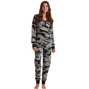 #followme Buffalo Plaid 2 Piece Thermal Pajama Set for Women -Jogger Winter Christmas PJs - 1 of 3